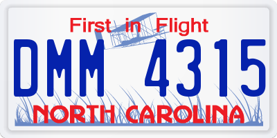 NC license plate DMM4315