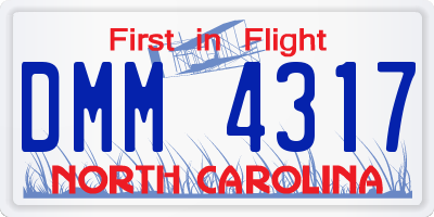 NC license plate DMM4317