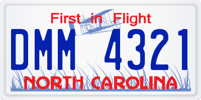 NC license plate DMM4321
