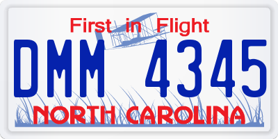 NC license plate DMM4345
