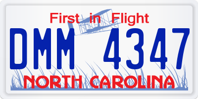 NC license plate DMM4347