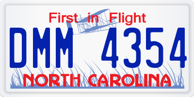 NC license plate DMM4354
