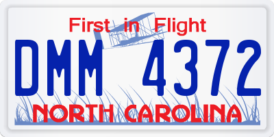 NC license plate DMM4372
