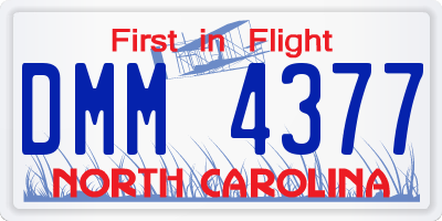 NC license plate DMM4377