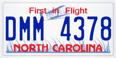 NC license plate DMM4378