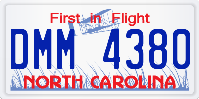 NC license plate DMM4380