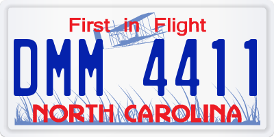 NC license plate DMM4411