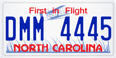NC license plate DMM4445