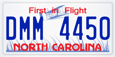 NC license plate DMM4450