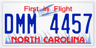 NC license plate DMM4457