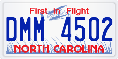NC license plate DMM4502