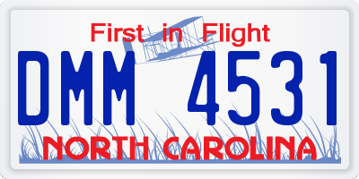 NC license plate DMM4531