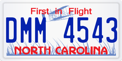 NC license plate DMM4543