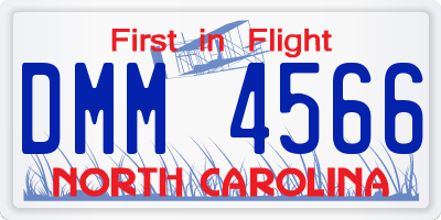 NC license plate DMM4566