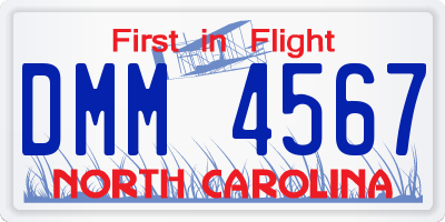 NC license plate DMM4567