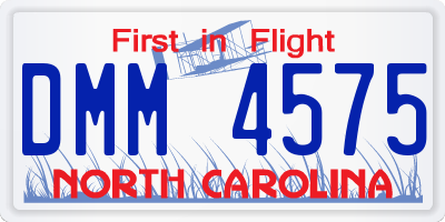 NC license plate DMM4575