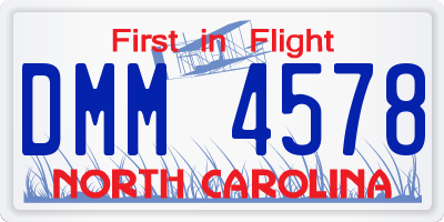 NC license plate DMM4578