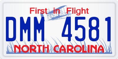 NC license plate DMM4581