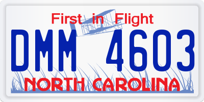 NC license plate DMM4603