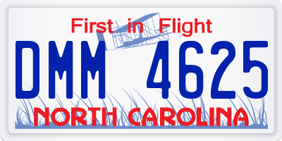 NC license plate DMM4625