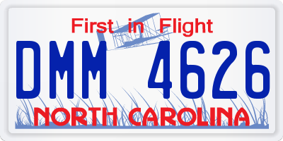 NC license plate DMM4626