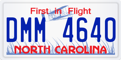 NC license plate DMM4640