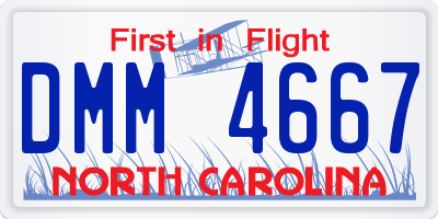 NC license plate DMM4667