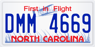 NC license plate DMM4669