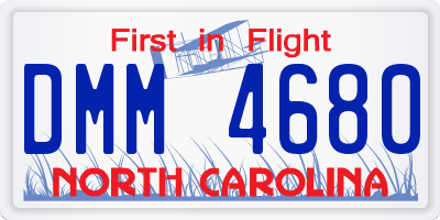 NC license plate DMM4680