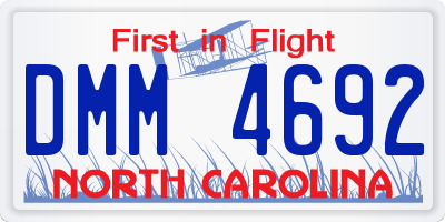 NC license plate DMM4692