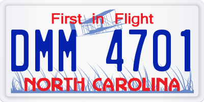 NC license plate DMM4701