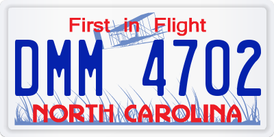 NC license plate DMM4702