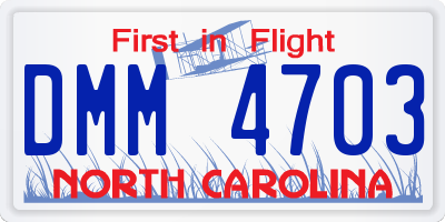 NC license plate DMM4703