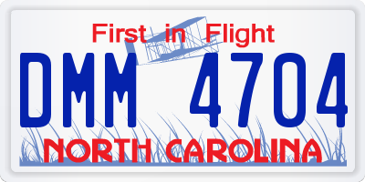 NC license plate DMM4704