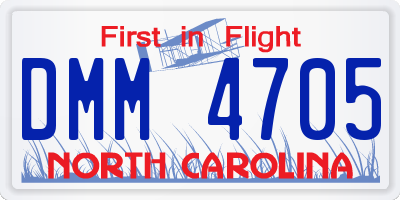 NC license plate DMM4705