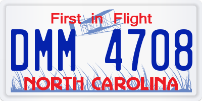 NC license plate DMM4708