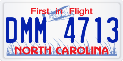 NC license plate DMM4713