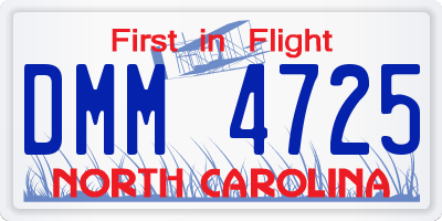 NC license plate DMM4725