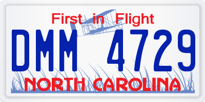NC license plate DMM4729