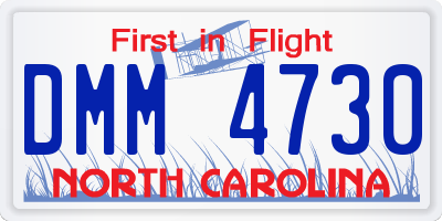 NC license plate DMM4730