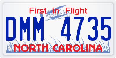 NC license plate DMM4735