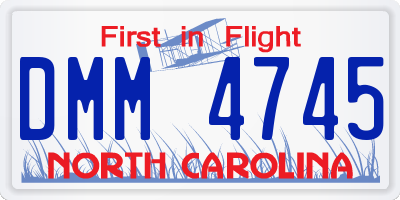 NC license plate DMM4745