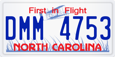 NC license plate DMM4753