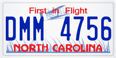 NC license plate DMM4756