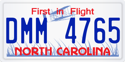 NC license plate DMM4765
