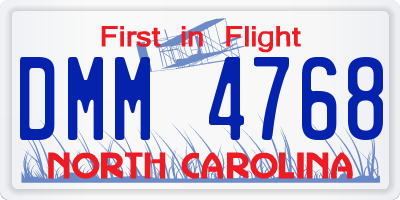 NC license plate DMM4768