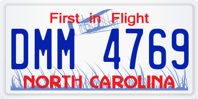 NC license plate DMM4769