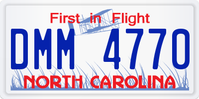 NC license plate DMM4770