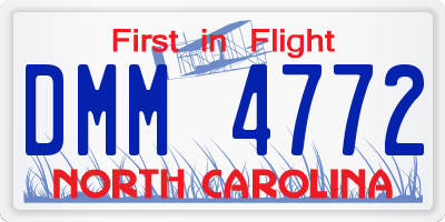 NC license plate DMM4772