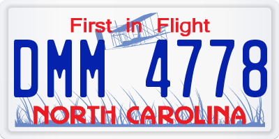 NC license plate DMM4778